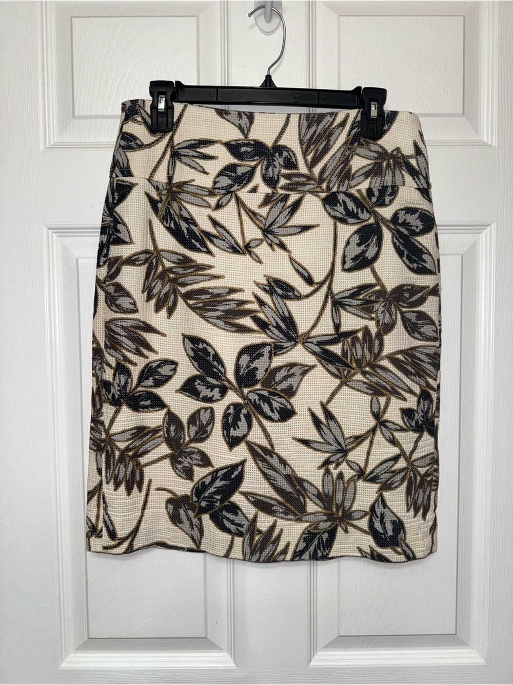 J. Crew Cream Pencil Skirt Tropical Print